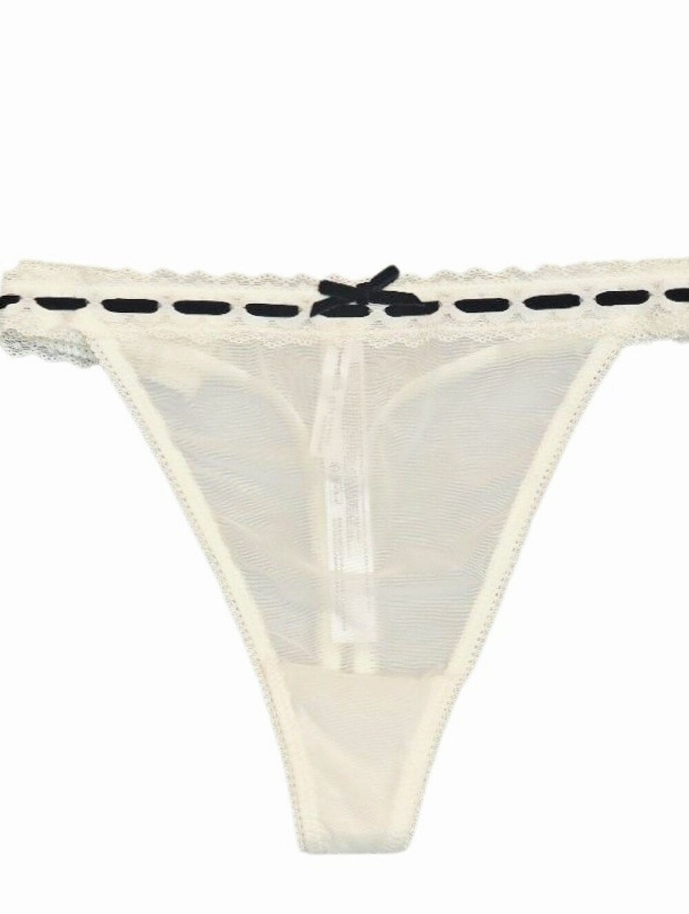 Intimately By Free‎ People Sheer Lace Trim Thong Panty w/Black Accent